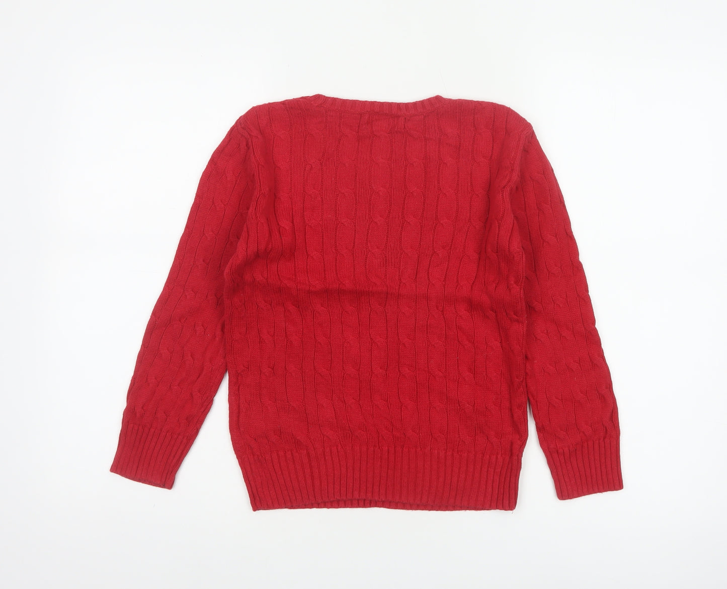 Polo Ralph Lauren Boys Red Cable Knit Cotton Jumper Size 7 Years