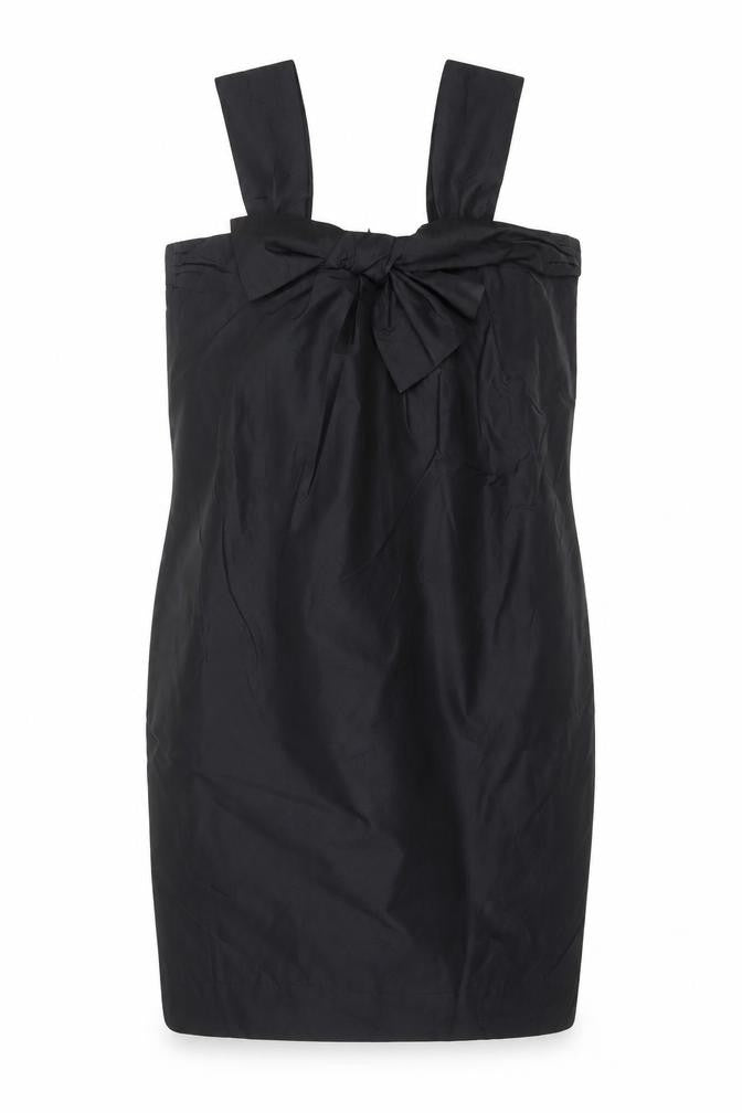 French Connection Women Black UK 14 Satin Bow Pencil Knee Dress