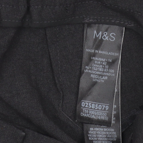 Marks and Spencer Women's Grey Size 14 Tapered Smart Trousers