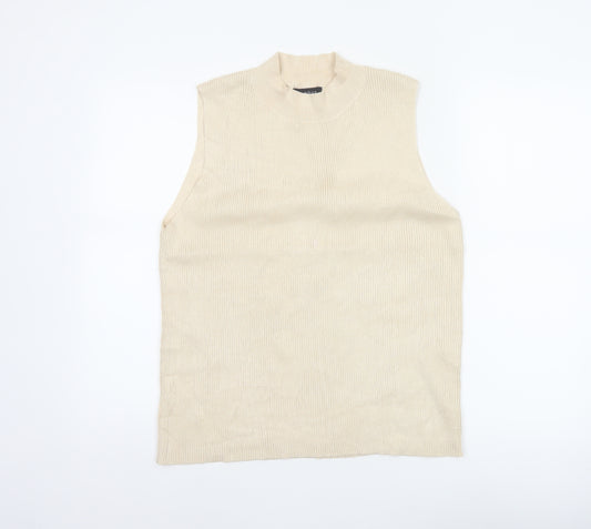Et Vous Women Ivory Size 20 Ribbed Mock Neck Sleeveless Knit Tank Top