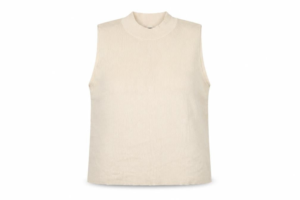 Et Vous Women Ivory Size 20 Ribbed Mock Neck Sleeveless Knit Tank Top