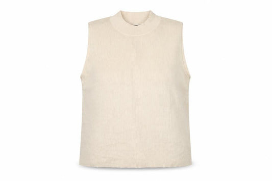 Et Vous Women Ivory Size 20 Ribbed Mock Neck Sleeveless Knit Tank Top