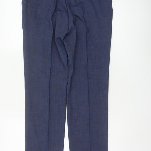 Marks and Spencer Men’s Blue 28 Slim Fit Wool Blend Dress Trousers