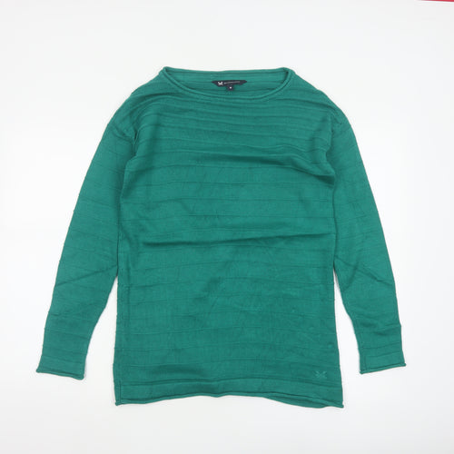 Crew Clothing Company Women Green Size 8 Crew Neck Textured Knit Jumper