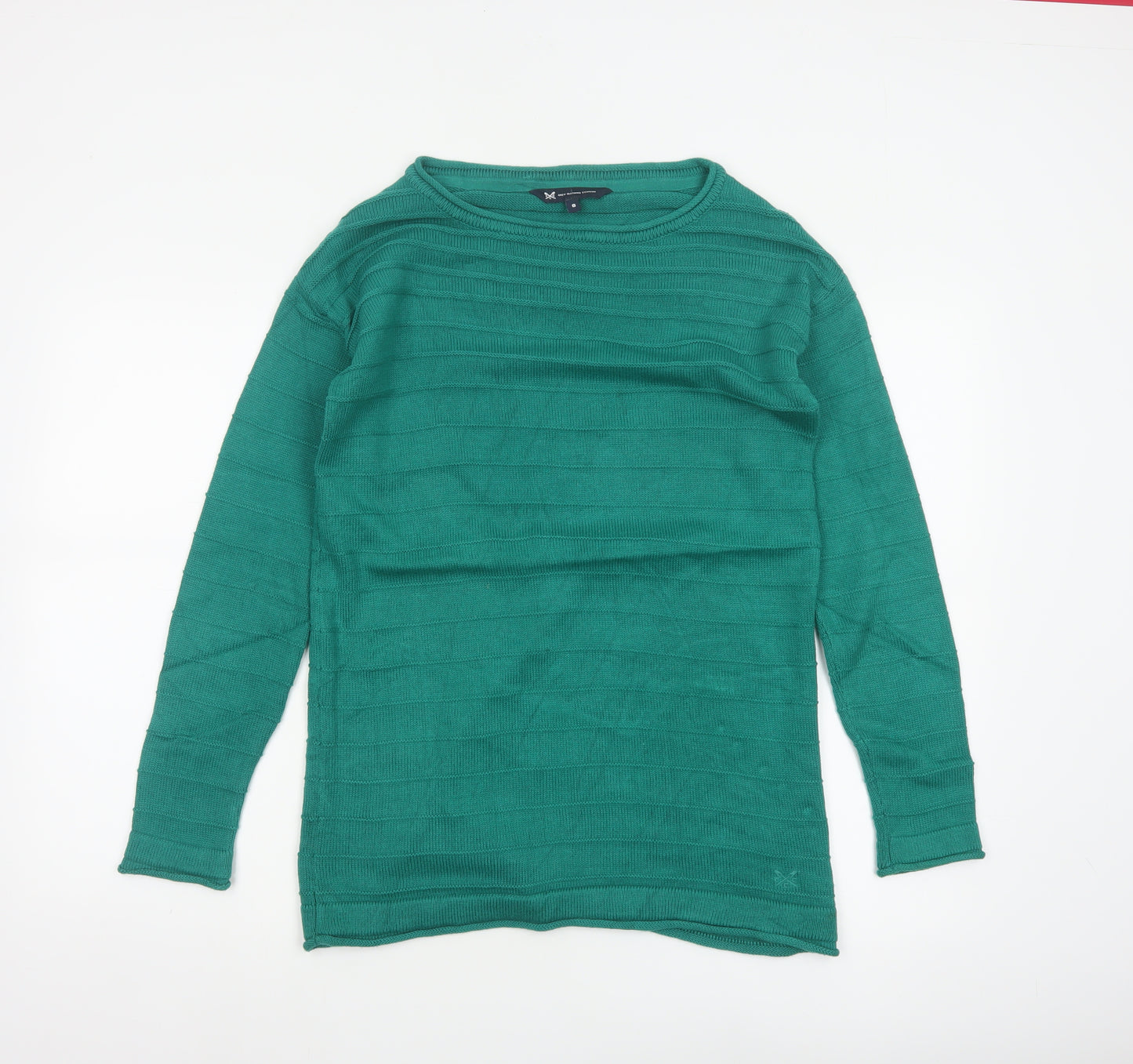 Crew Clothing Company Women Green Size 8 Crew Neck Textured Knit Jumper