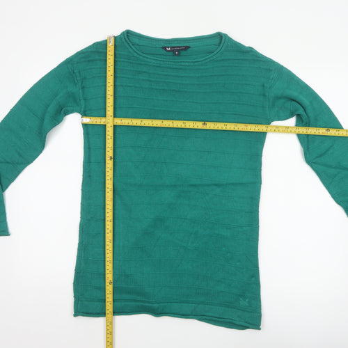 Crew Clothing Company Women Green Size 8 Crew Neck Textured Knit Jumper