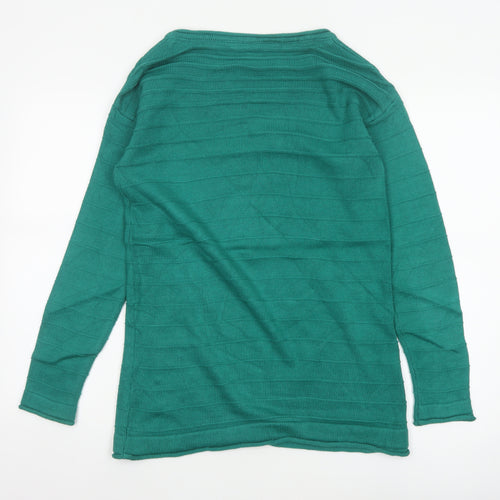 Crew Clothing Company Women Green Size 8 Crew Neck Textured Knit Jumper