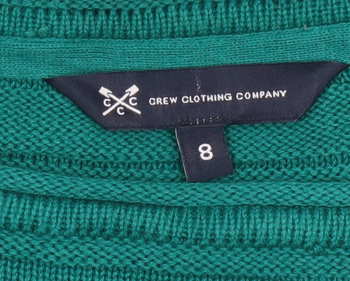 Crew Clothing Company Women Green Size 8 Crew Neck Textured Knit Jumper