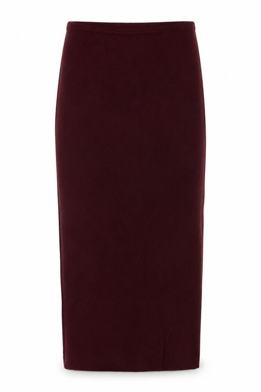 Zara Women Red S Rib Knit Maxi Pencil Skirt Wool Blend NWT