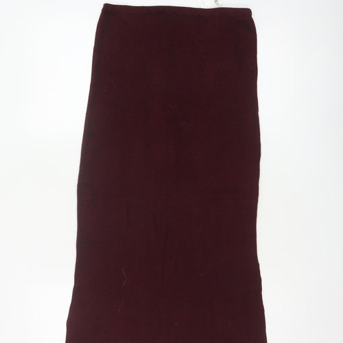 Zara Women Red S Rib Knit Maxi Pencil Skirt Wool Blend NWT