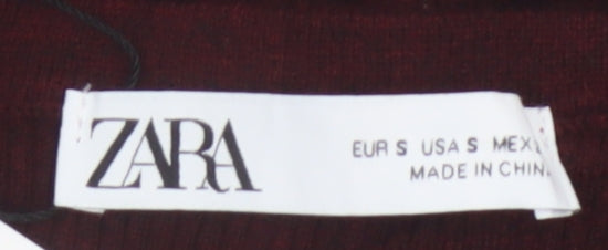 Zara Women Red S Rib Knit Maxi Pencil Skirt Wool Blend NWT