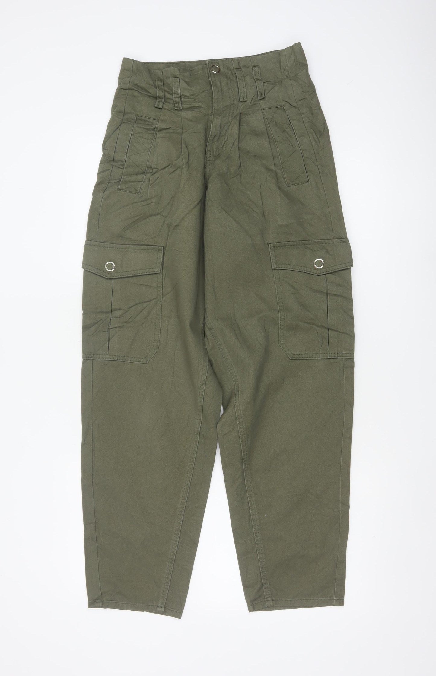 River Island Women Green UK 6 Tapered Cargo Trousers