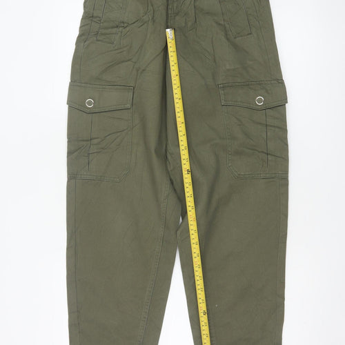 River Island Women Green UK 6 Tapered Cargo Trousers