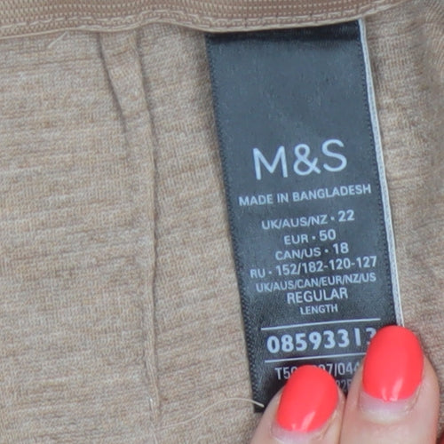 Marks & Spencer Women’s Beige UK 22 Tapered Tailored Trousers