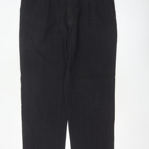 Marks & Spencer Men Grey Check Wool Dress Trousers 36W 31L