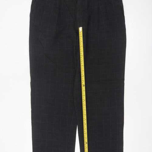 Marks & Spencer Men Grey Check Wool Dress Trousers 36W 31L