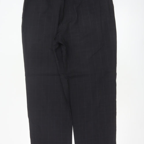 Marks & Spencer Men Grey Check Wool Dress Trousers 36W 31L