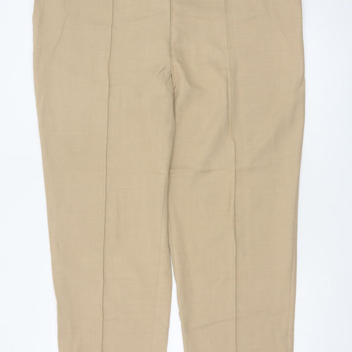 Marks and Spencer Women Beige UK 22 Straight High Rise Trousers