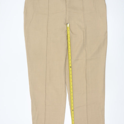 Marks and Spencer Women Beige UK 22 Straight High Rise Trousers