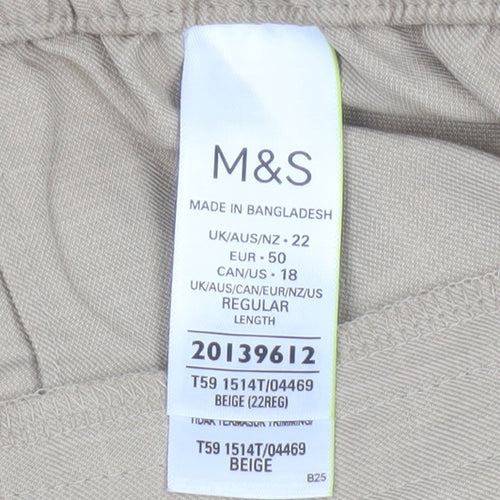 Marks and Spencer Women Beige UK 22 Straight High Rise Trousers