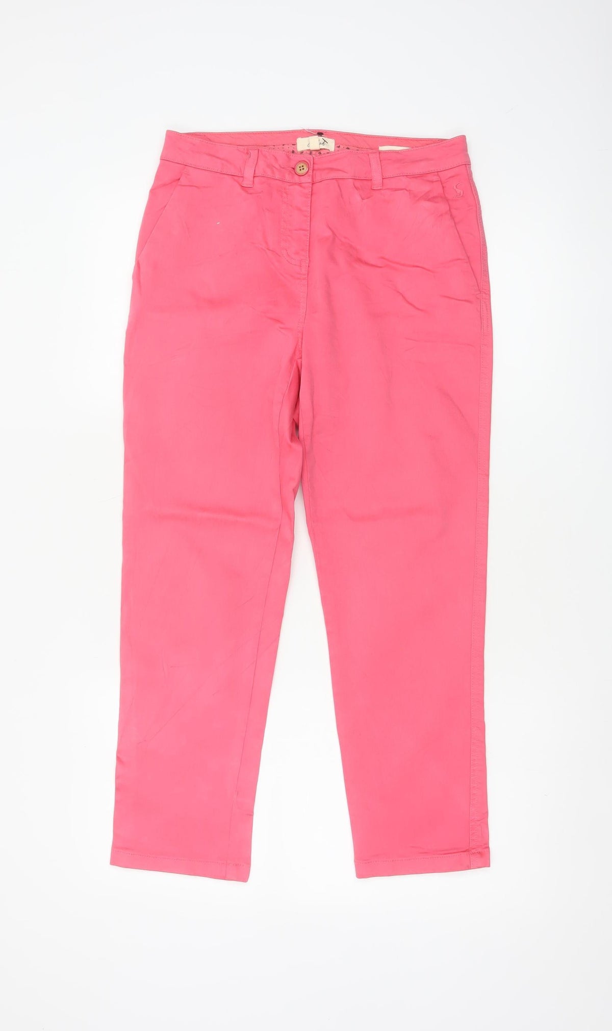 Joules Women’s Pink UK 8 Chino Trousers Tapered Mid Rise Pockets