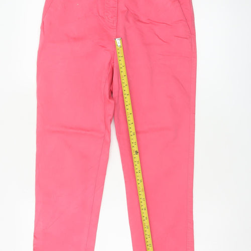 Joules Women’s Pink UK 8 Chino Trousers Tapered Mid Rise Pockets