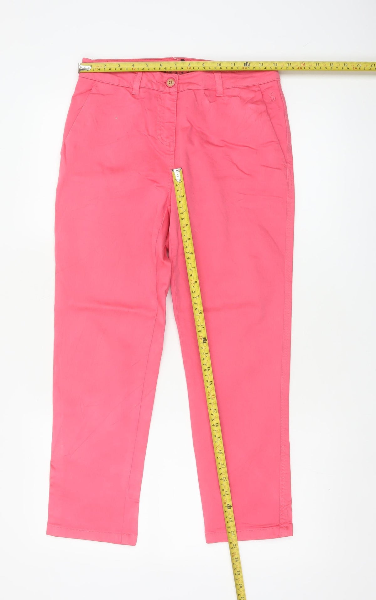 Joules Women’s Pink UK 8 Chino Trousers Tapered Mid Rise Pockets