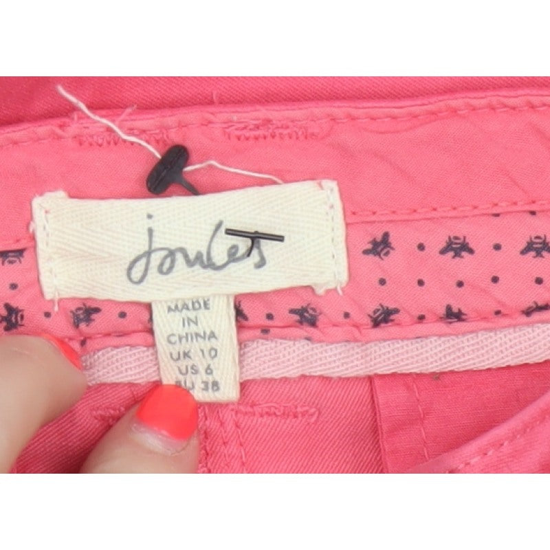 Joules Women’s Pink UK 8 Chino Trousers Tapered Mid Rise Pockets
