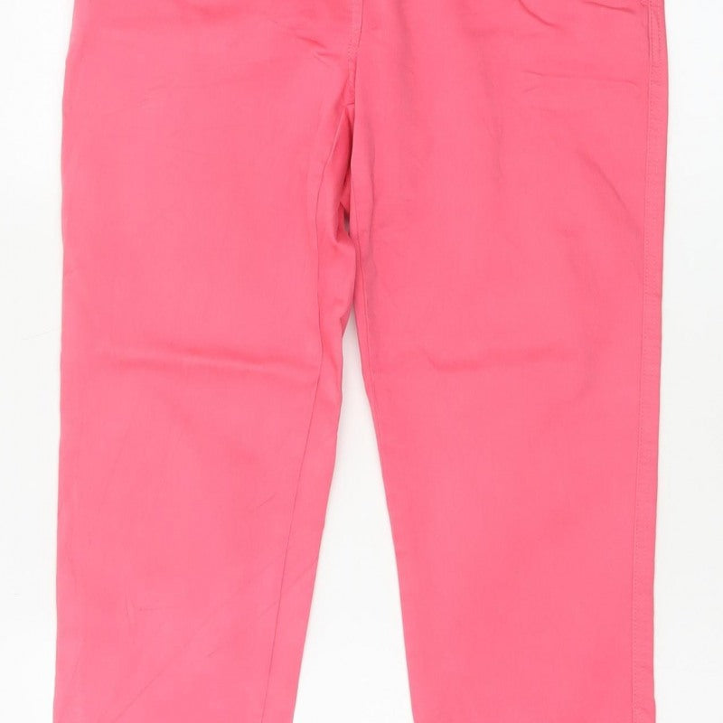 Joules Women’s Pink UK 8 Chino Trousers Tapered Mid Rise Pockets