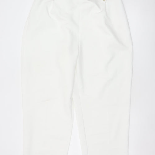 BM Women Ivory Size 20 Tapered Smart Trousers Elastic Back Pockets
