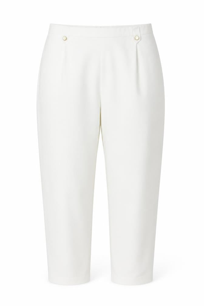 Front view of Bonmarché Women Ivory, size 20, Tapered Smart Trousers Elastic Back Pockets