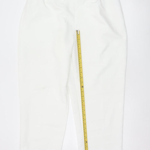 BM Women Ivory Size 20 Tapered Smart Trousers Elastic Back Pockets