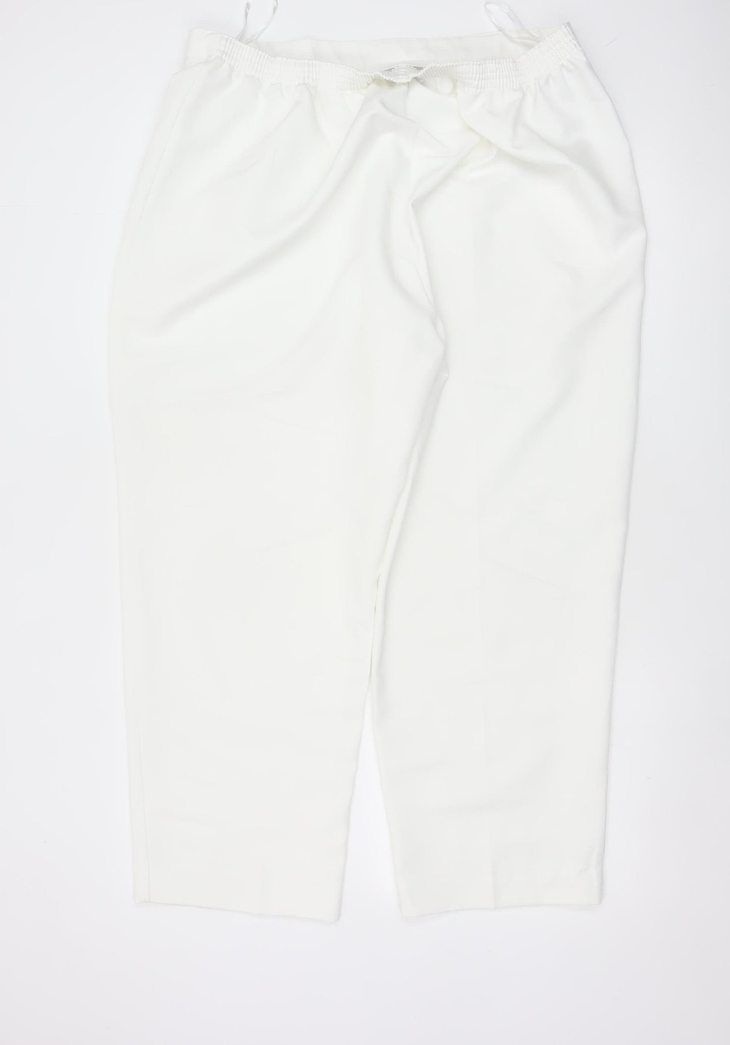 BM Women Ivory Size 20 Tapered Smart Trousers Elastic Back Pockets