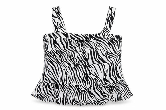Marks and Spencer Women Black White UK 18 Zebra Print Cotton Ruffle Camisole