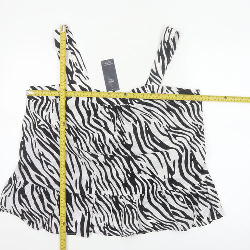 Marks and Spencer Women Black White UK 18 Zebra Print Cotton Ruffle Camisole