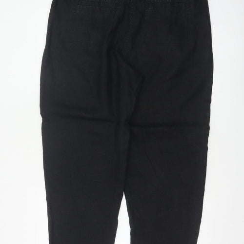 Marks and Spencer Women Black UK 18 Linen Paperbag Tapered Trousers