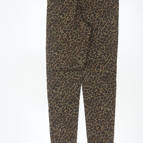M&S Women’s Brown Leopard Print Skinny Jeggings UK 10 Long Stretch