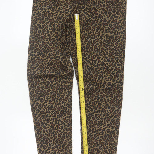 M&S Women’s Brown Leopard Print Skinny Jeggings UK 10 Long Stretch