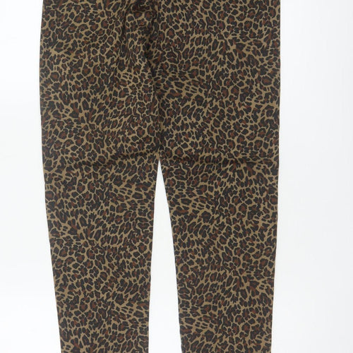M&S Women’s Brown Leopard Print Skinny Jeggings UK 10 Long Stretch
