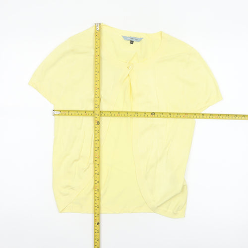 Red Herring Women Yellow Size 10 Short Sleeve Knit Button Cardigan
