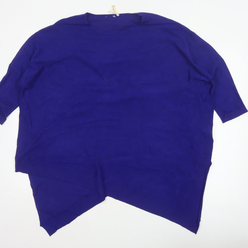 Phase Eight Women Blue L Asymmetric Hem 3/4 Sleeve Knit Jumper