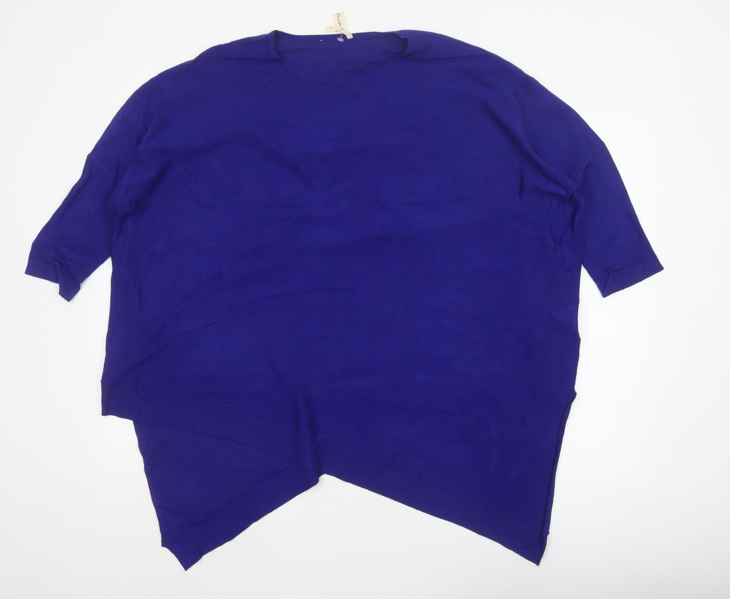 Phase Eight Women Blue L Asymmetric Hem 3/4 Sleeve Knit Jumper