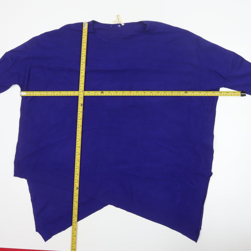 Phase Eight Women Blue L Asymmetric Hem 3/4 Sleeve Knit Jumper