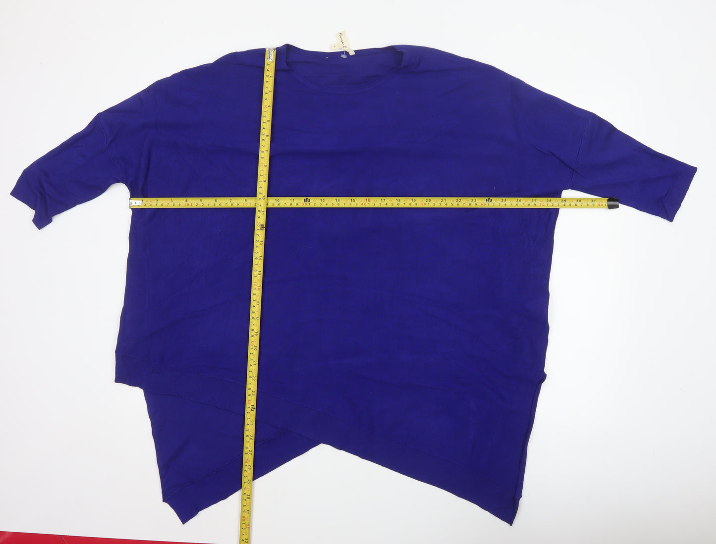 Phase Eight Women Blue L Asymmetric Hem 3/4 Sleeve Knit Jumper
