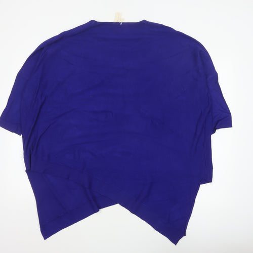 Phase Eight Women Blue L Asymmetric Hem 3/4 Sleeve Knit Jumper
