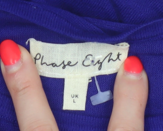 Phase Eight Women Blue L Asymmetric Hem 3/4 Sleeve Knit Jumper