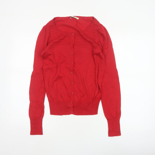 Oasis Women Red Size S Scoop Neck Button Front Knit Cardigan
