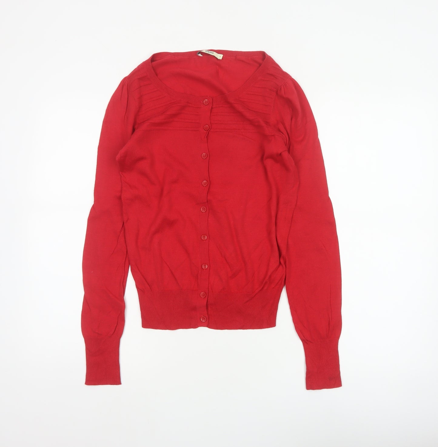 Oasis Women Red Size S Scoop Neck Button Front Knit Cardigan