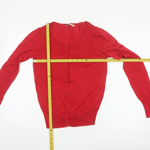 Oasis Women Red Size S Scoop Neck Button Front Knit Cardigan