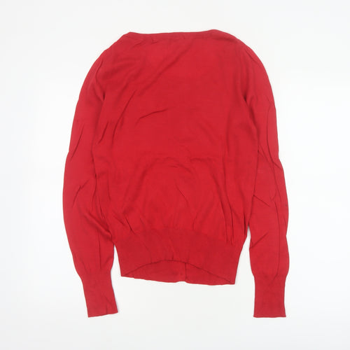 Oasis Women Red Size S Scoop Neck Button Front Knit Cardigan